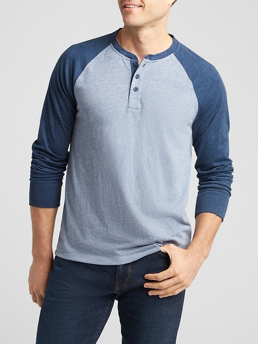 View large product image 1 of 1. Baseball Henley in Jersey