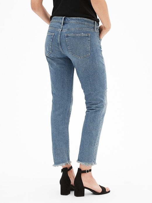 Image number 3 showing, Mid Rise Girlfriend Jeans with Raw-Hem