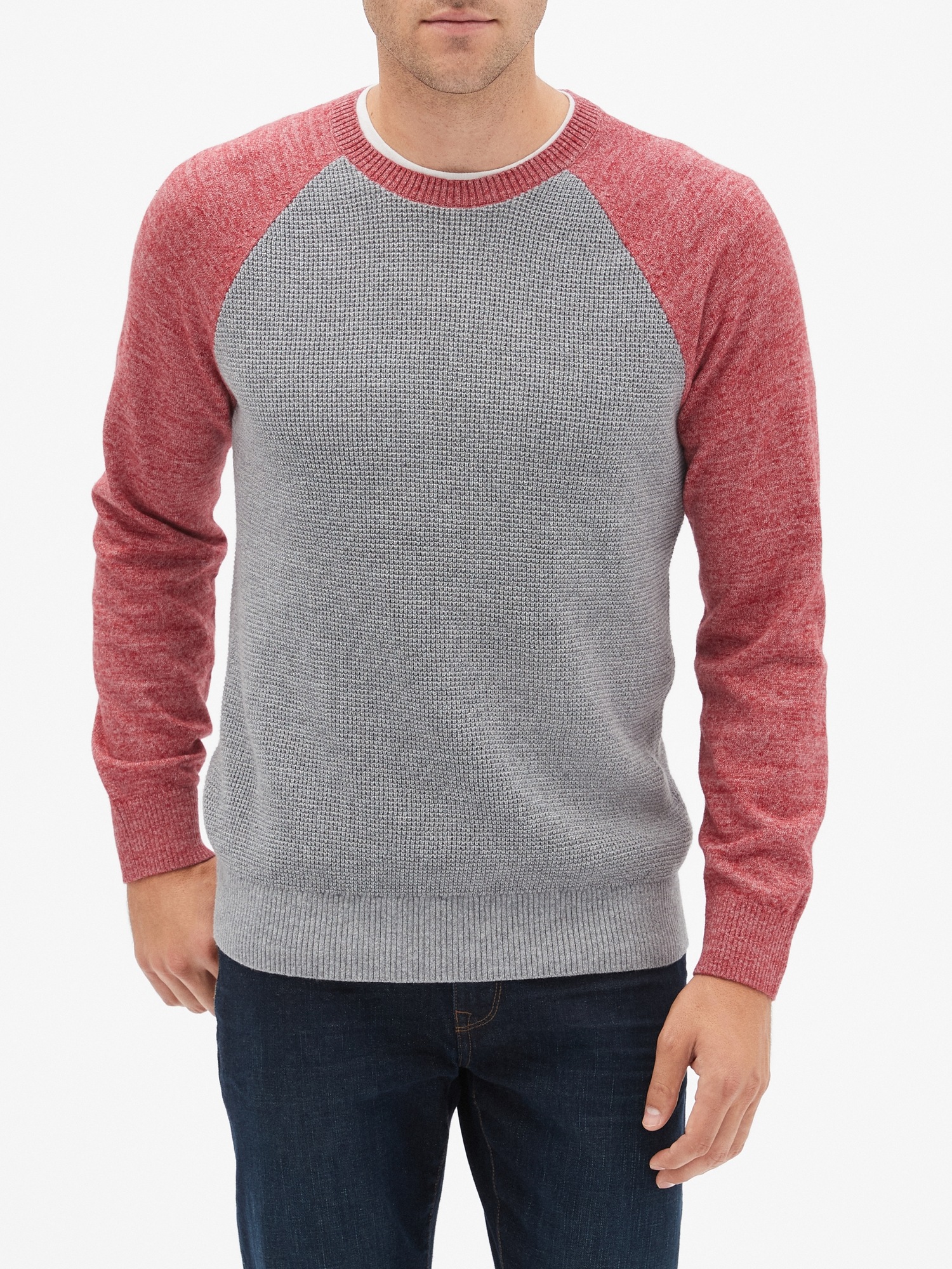 colorblock crewneck sweater