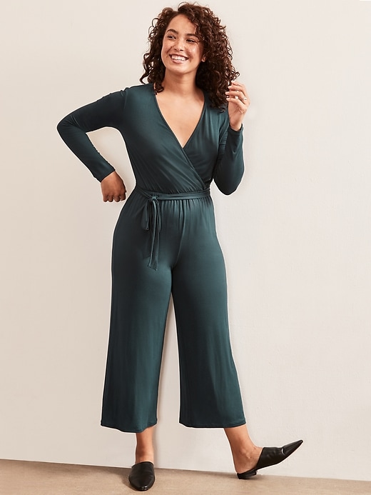 gap long sleeve wrap jumpsuit