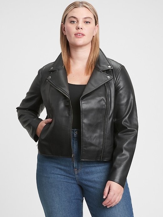 Vegan Leather Moto Jacket Gap Factory