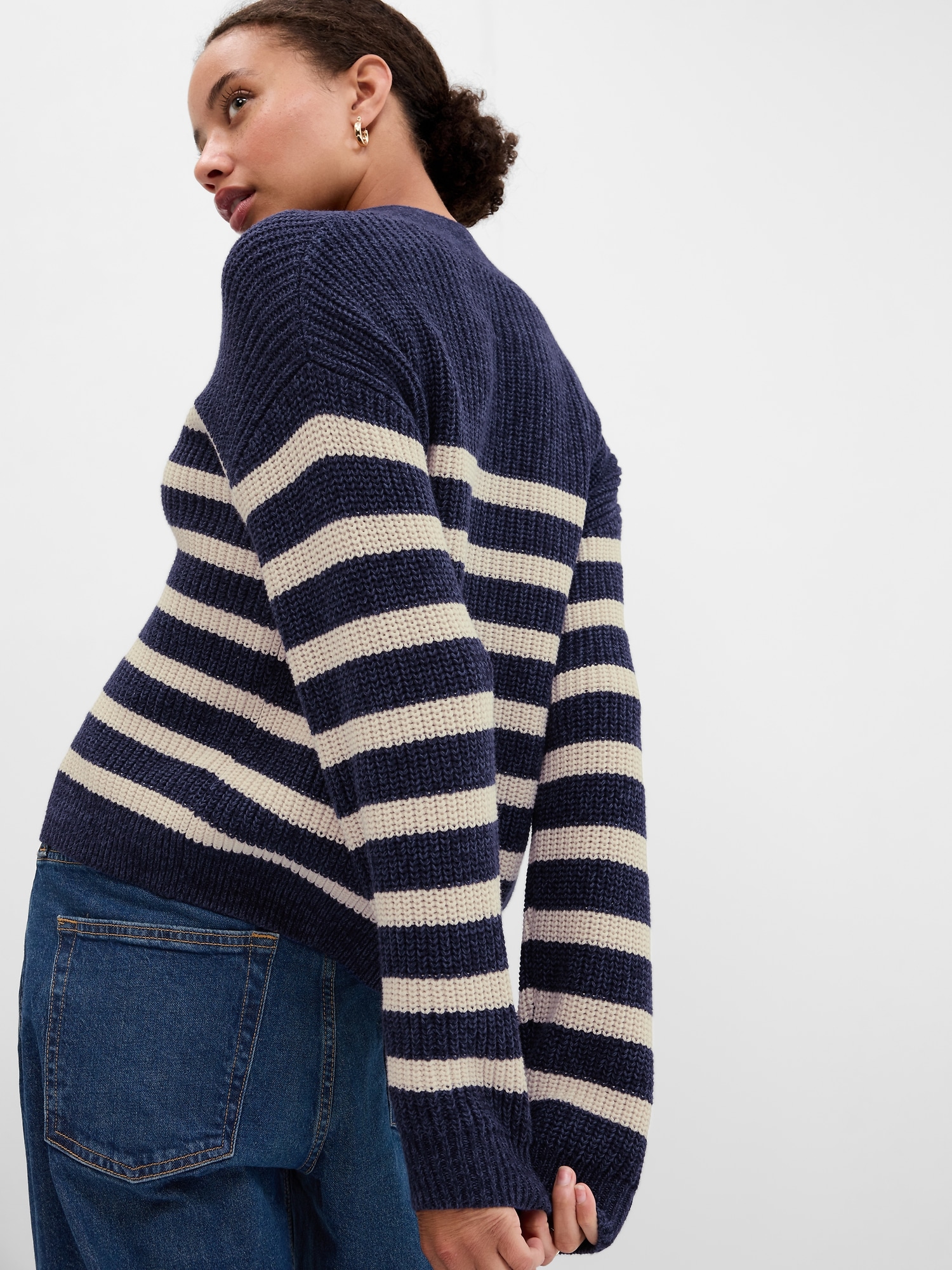 Stripe V Neck Cardigan Gap Factory