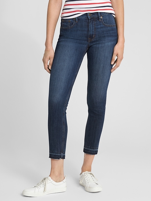 Image number 1 showing, Super High Rise True Skinny Crop Jeans with Raw Hem