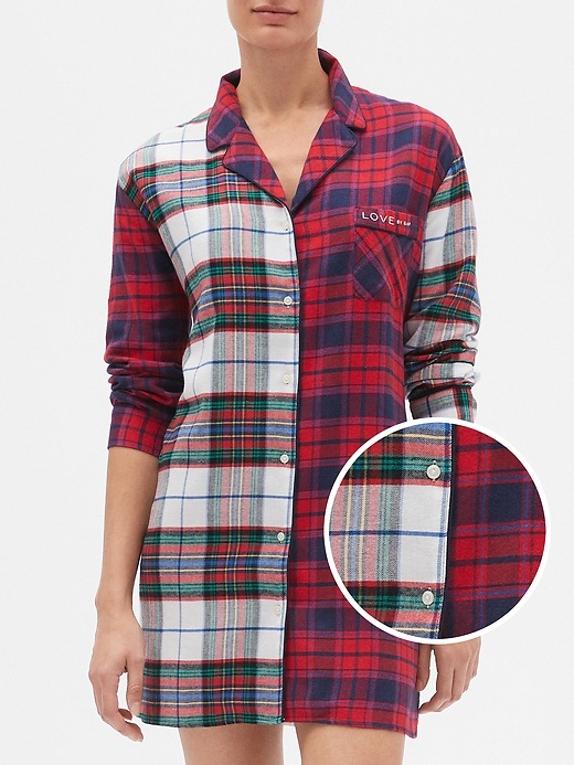 Image number 1 showing, Plaid Flannel Sleep Shirt