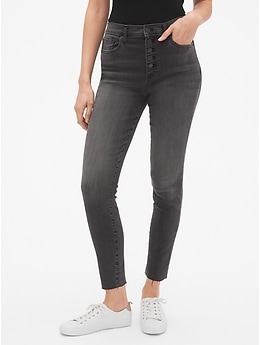 High Rise Legging Skimmer Jeans with Button Fly