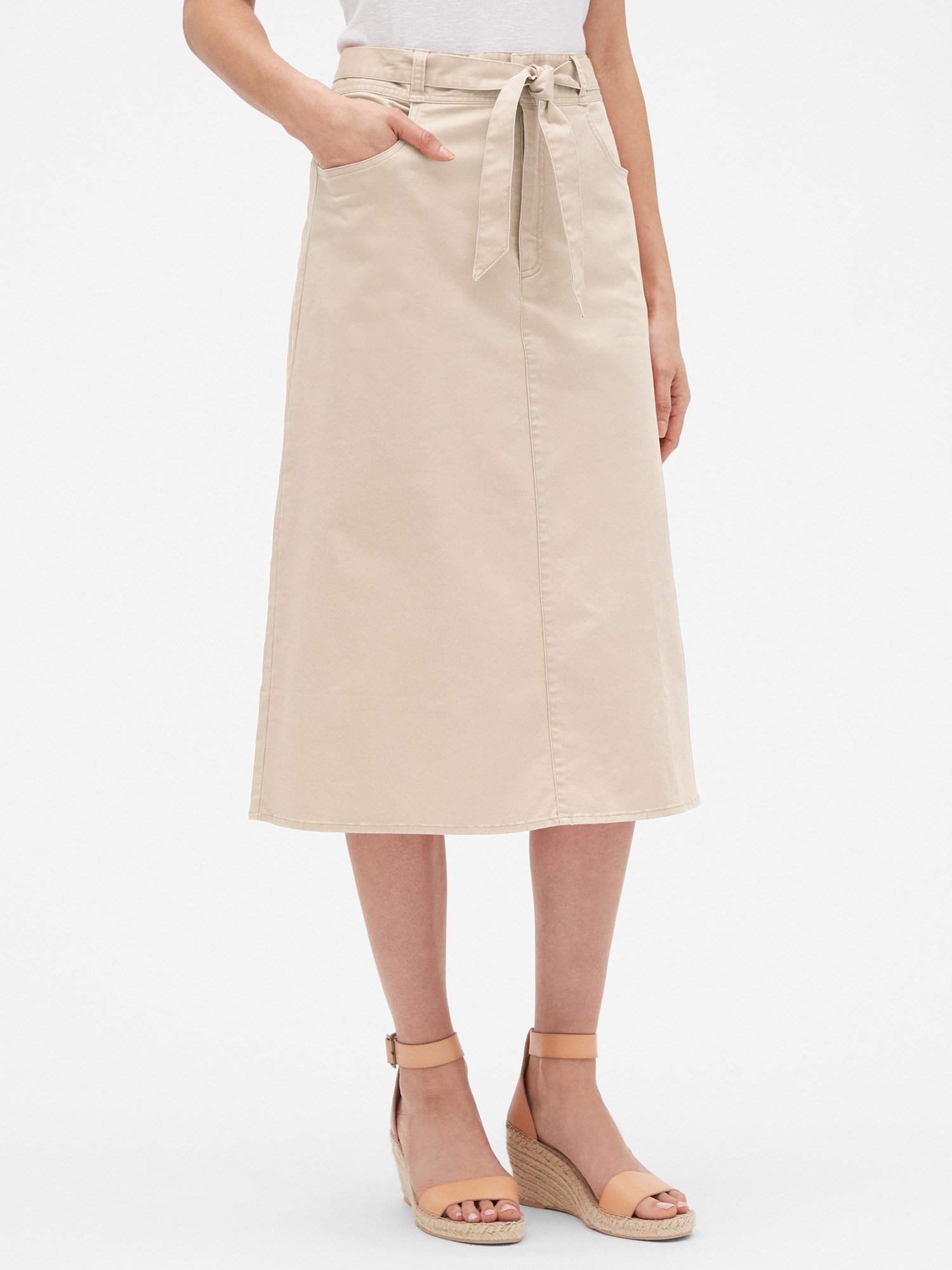 Stretch Linen A-Line Skirt