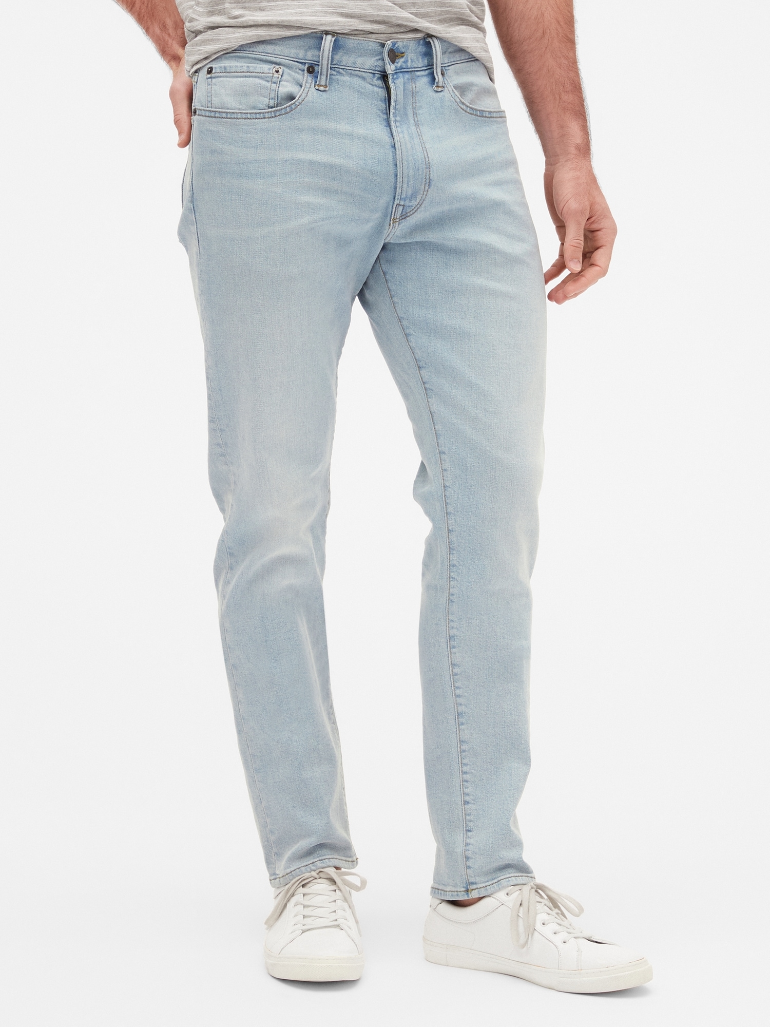 light wash tapered jeans