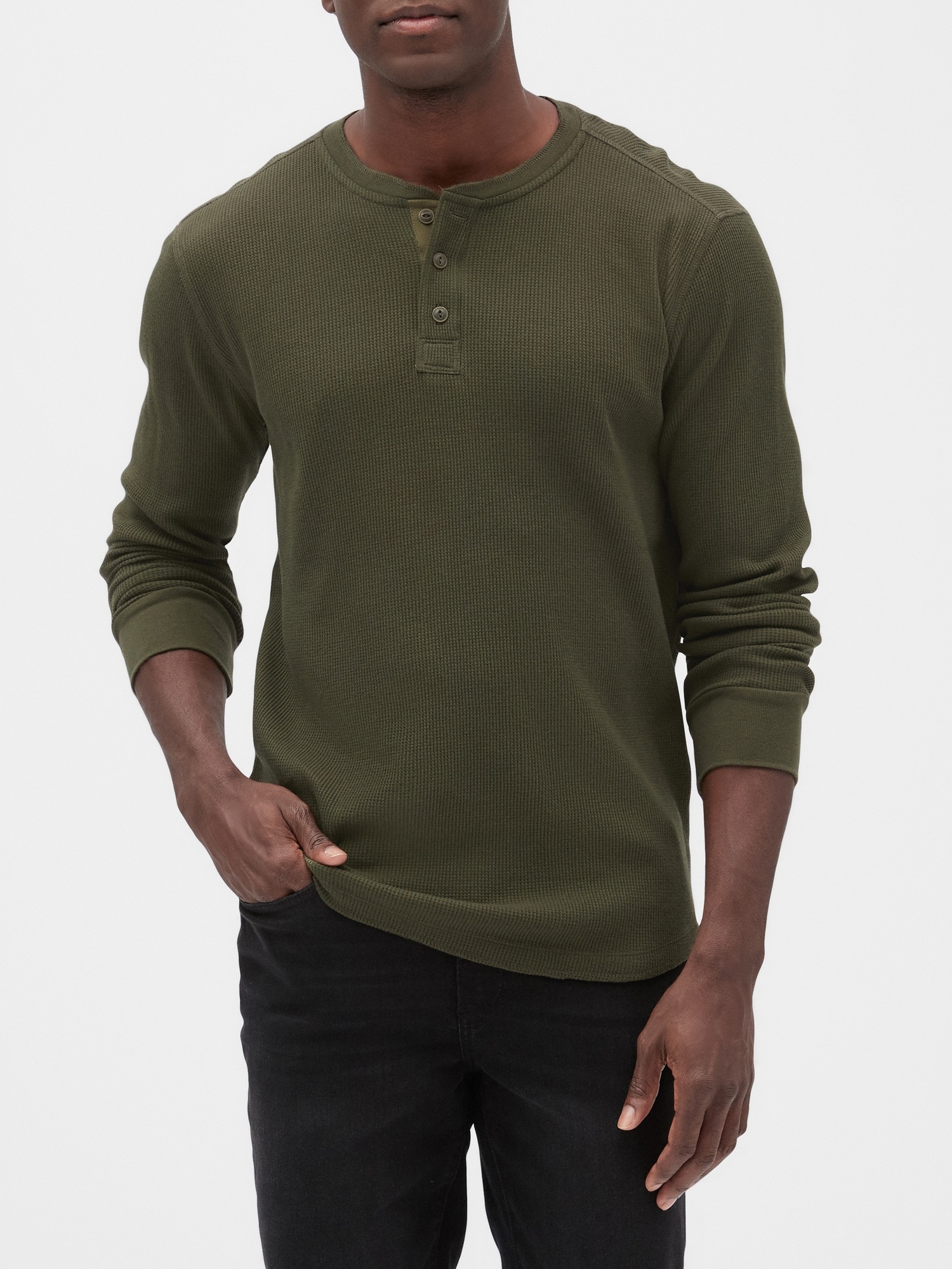 gap waffle henley