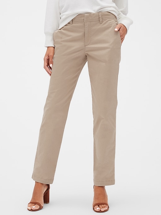 Mid Rise Khakis in Straight Fit | Gap Factory