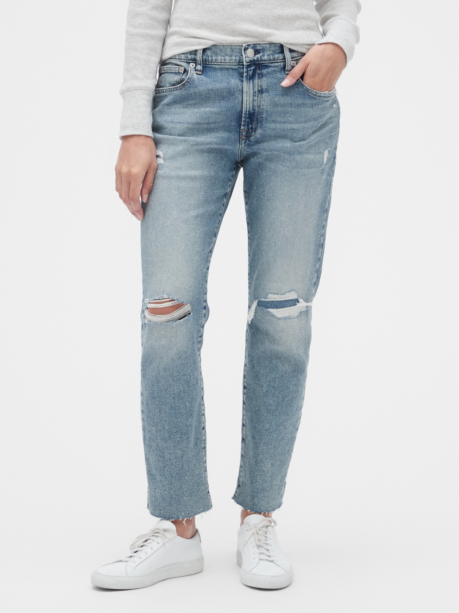 distressed girlfriend jeans