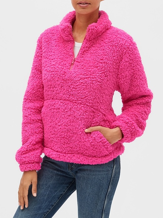 Half Zip Sherpa Pullover Sweater Gap Factory