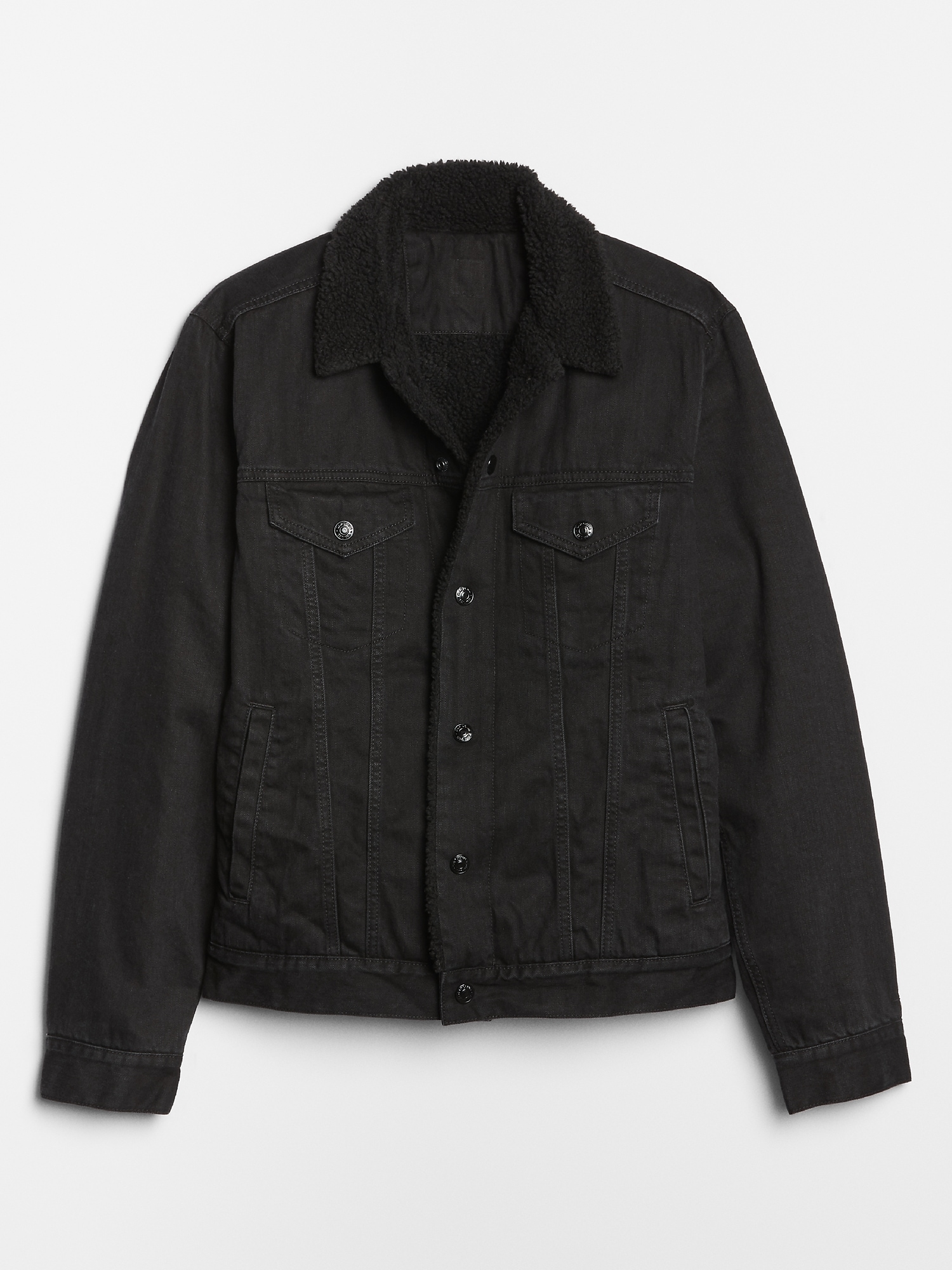 Black denim jacket top with sherpa lining