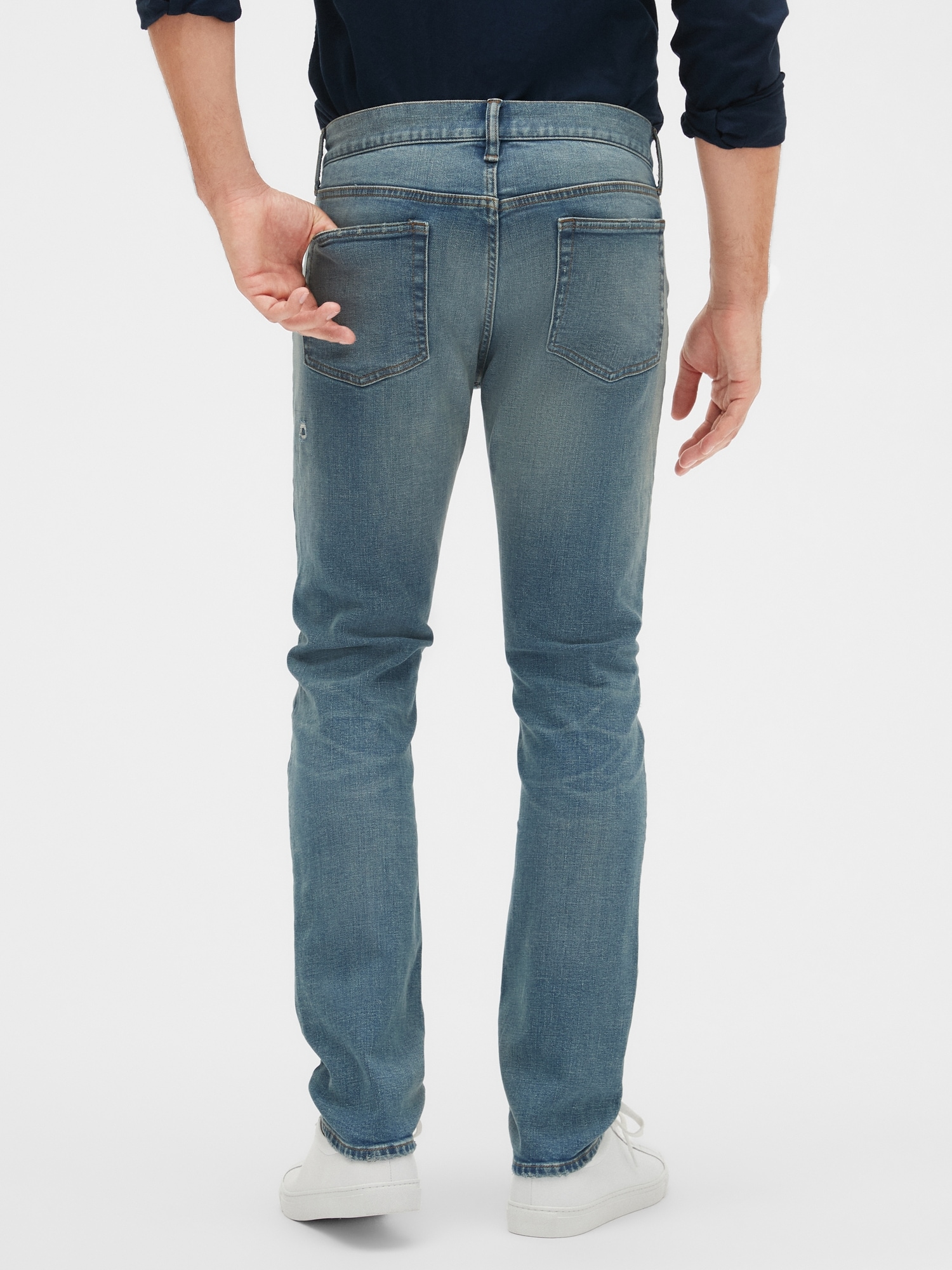 Slim Fit Distressed Jeans with GapFlex