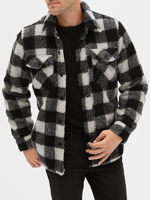 Plaid Sherpa Shirt Jacket