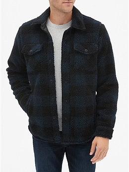 PLAID SHERPA SHIRT JACKET