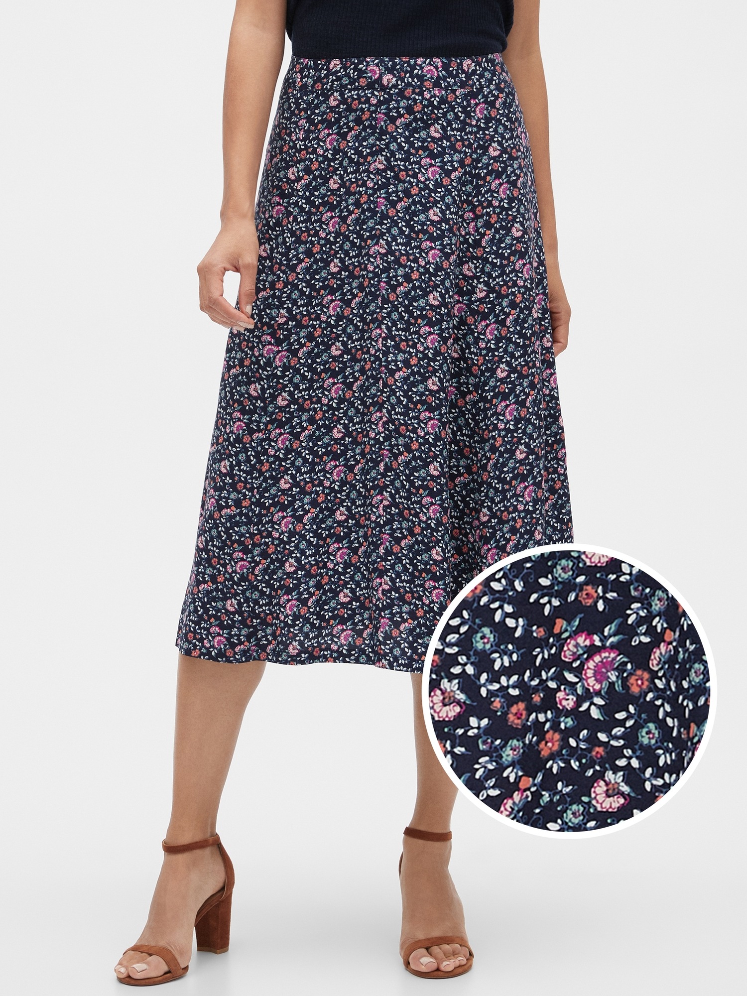 Gap floral midi clearance skirt