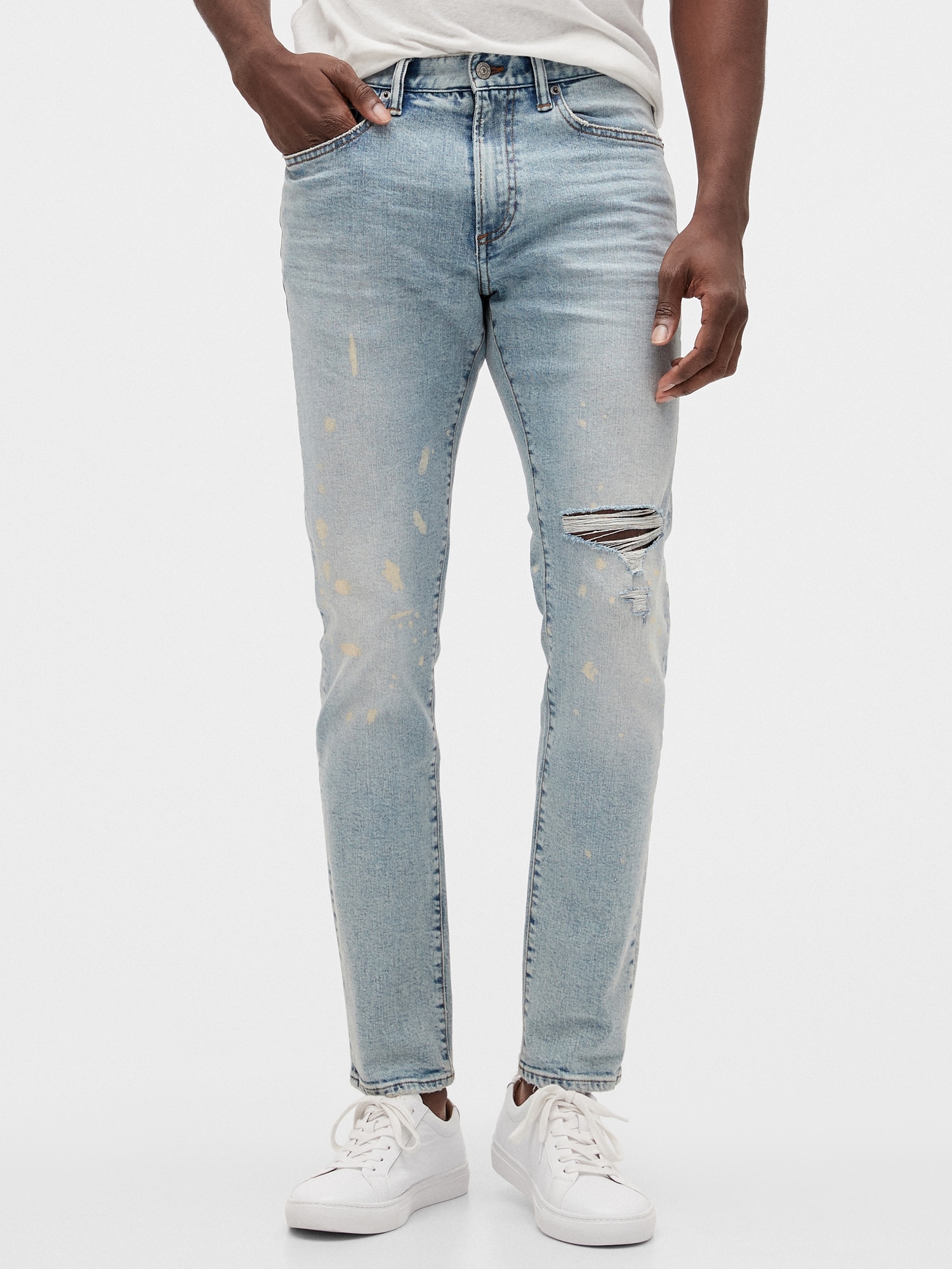 Mid Rise Destructed Skinny GapFlex Jeans