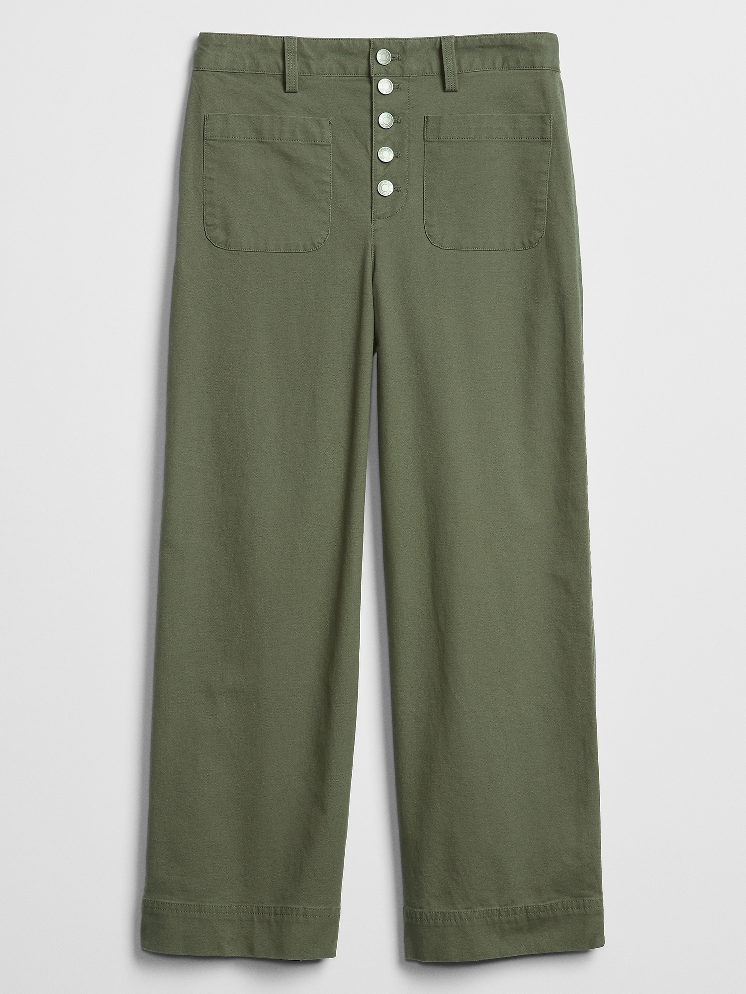 High Rise Wide-Leg Crop Khaki Pants