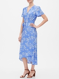 gap floral print midi wrap dress