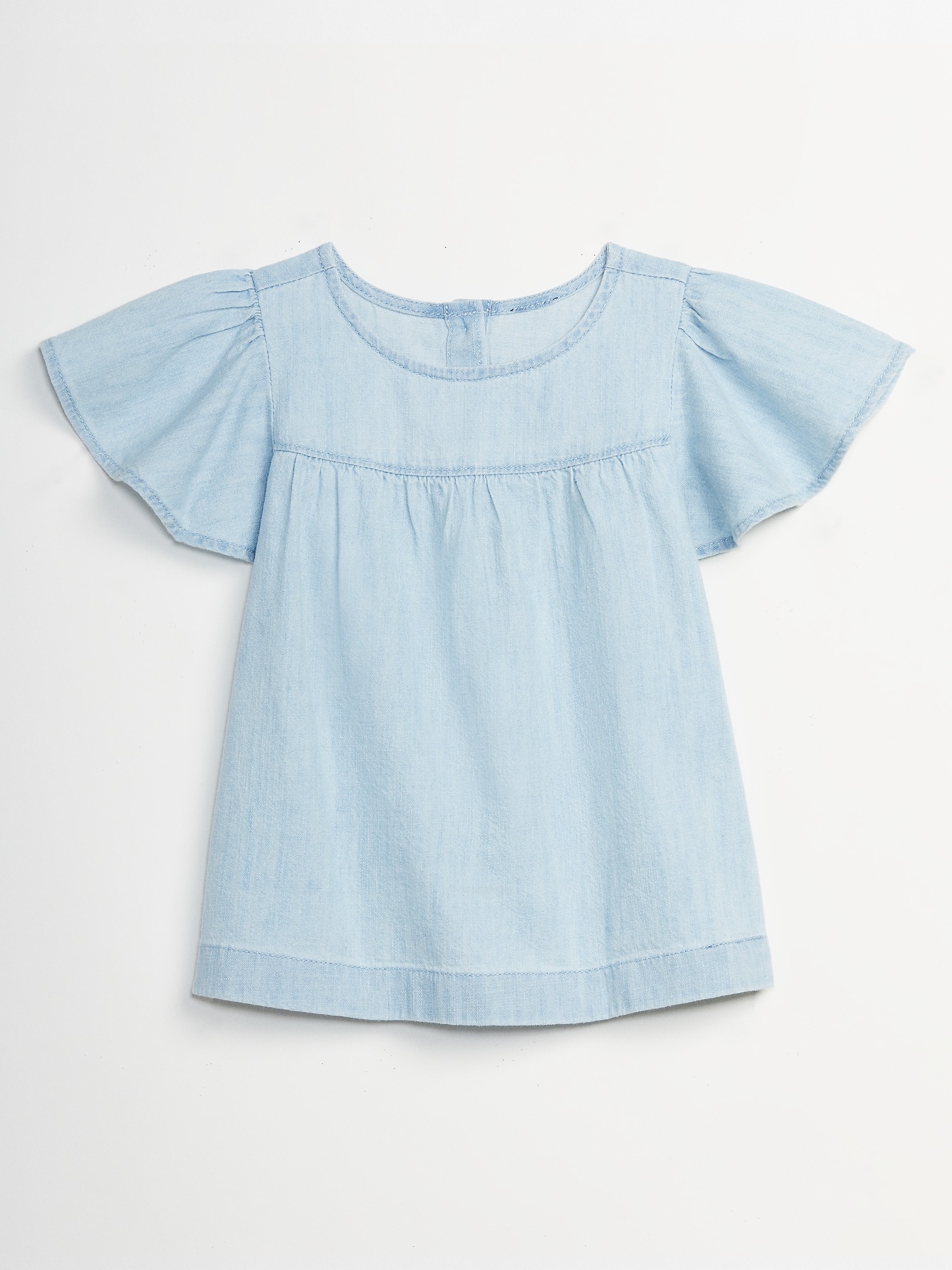 denim ruffle sleeve top