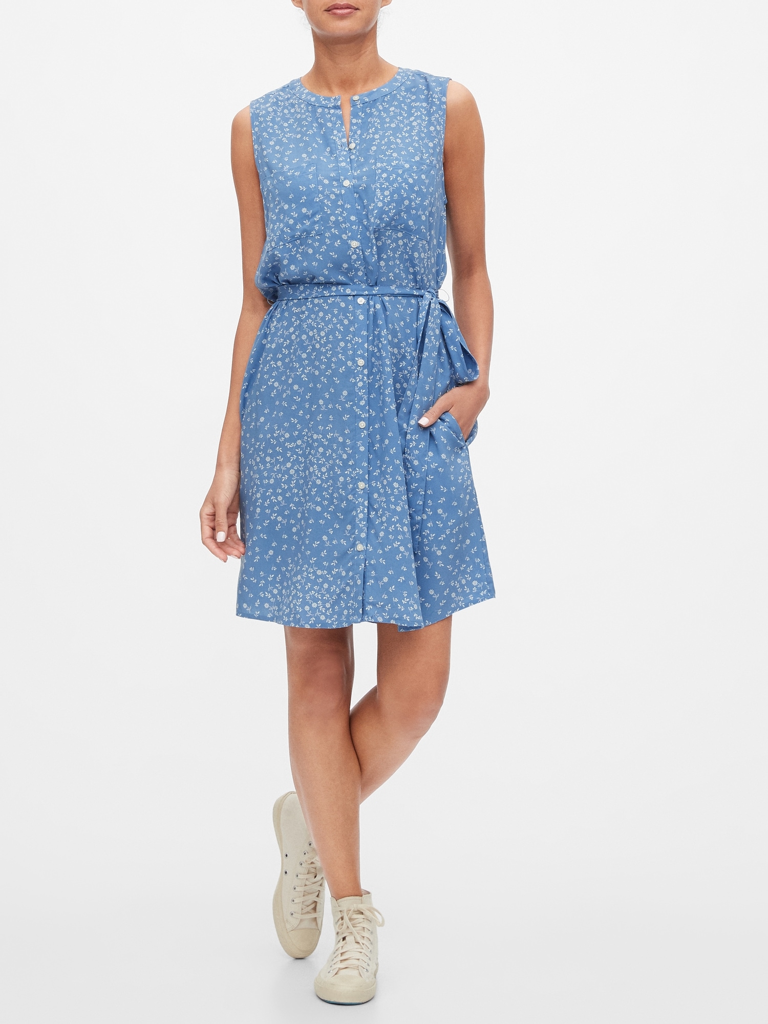 gap sleeveless shirt dress