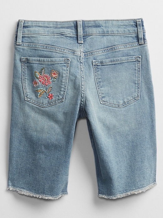 Kids Embroidered Denim Bermuda Shorts