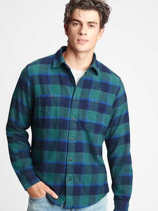 View large product image 1 of 1. Flannel Shirt in Untucked Fit