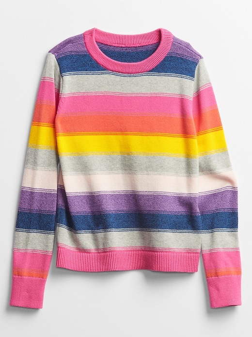View large product image 1 of 1. Kids Happy Stripe Crewneck Sweater
