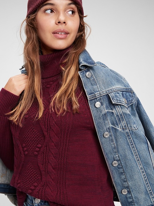 Image number 3 showing, Cable-Knit Turtleneck Sweater