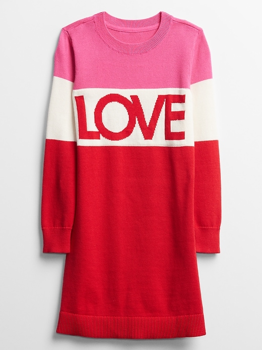 View large product image 1 of 1. Kids Love Crewneck Sweater Dress