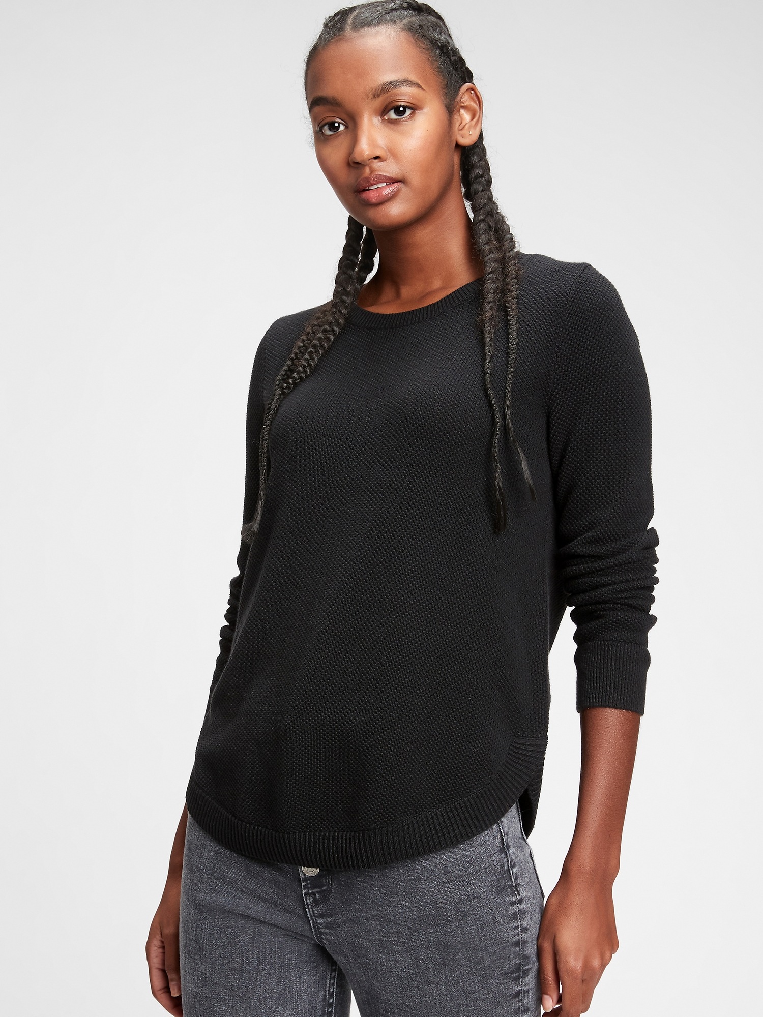 Curved Hem Crewneck Sweater | Gap Factory