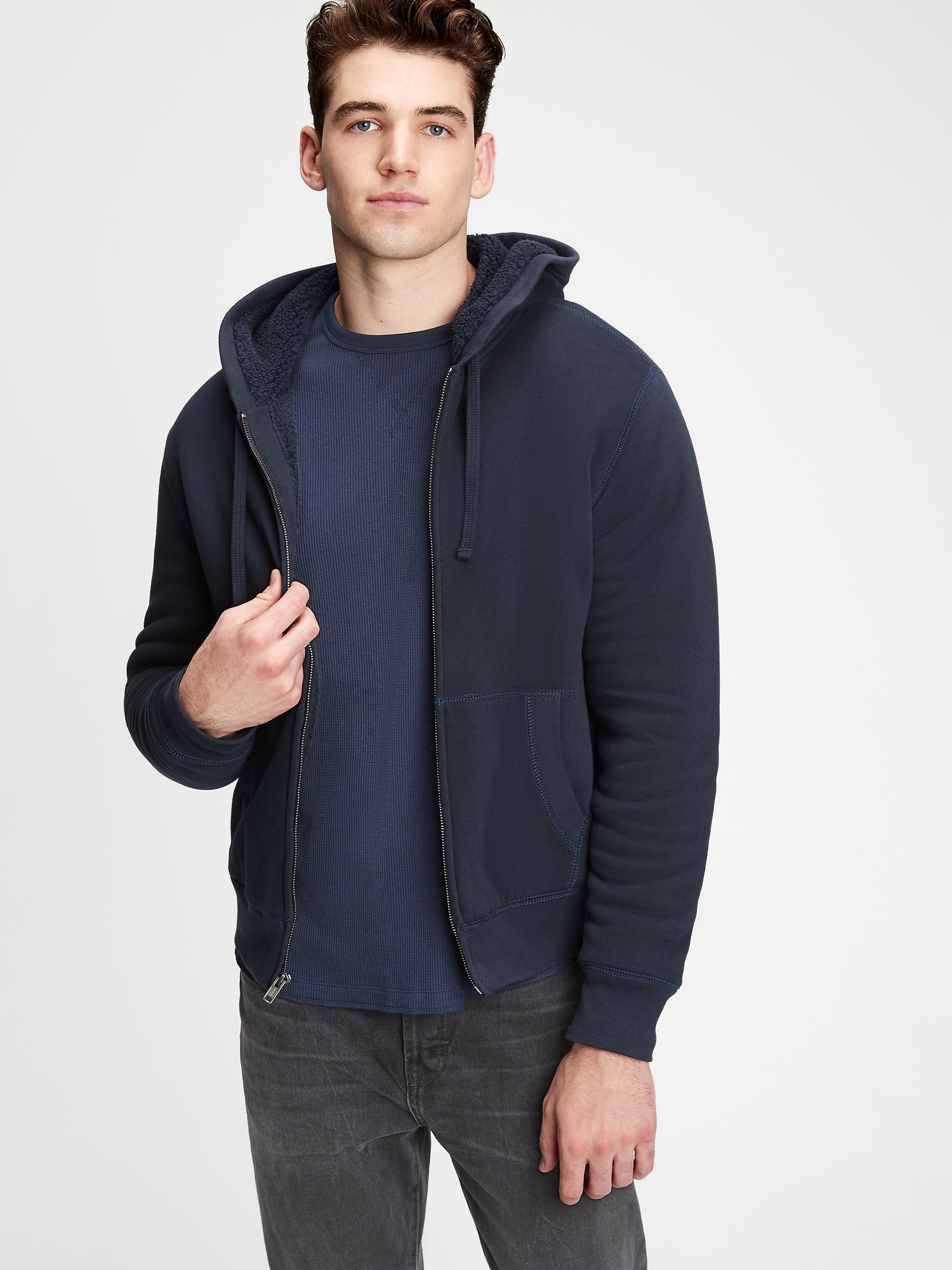 Sherpa lined best sale sleeves hoodie