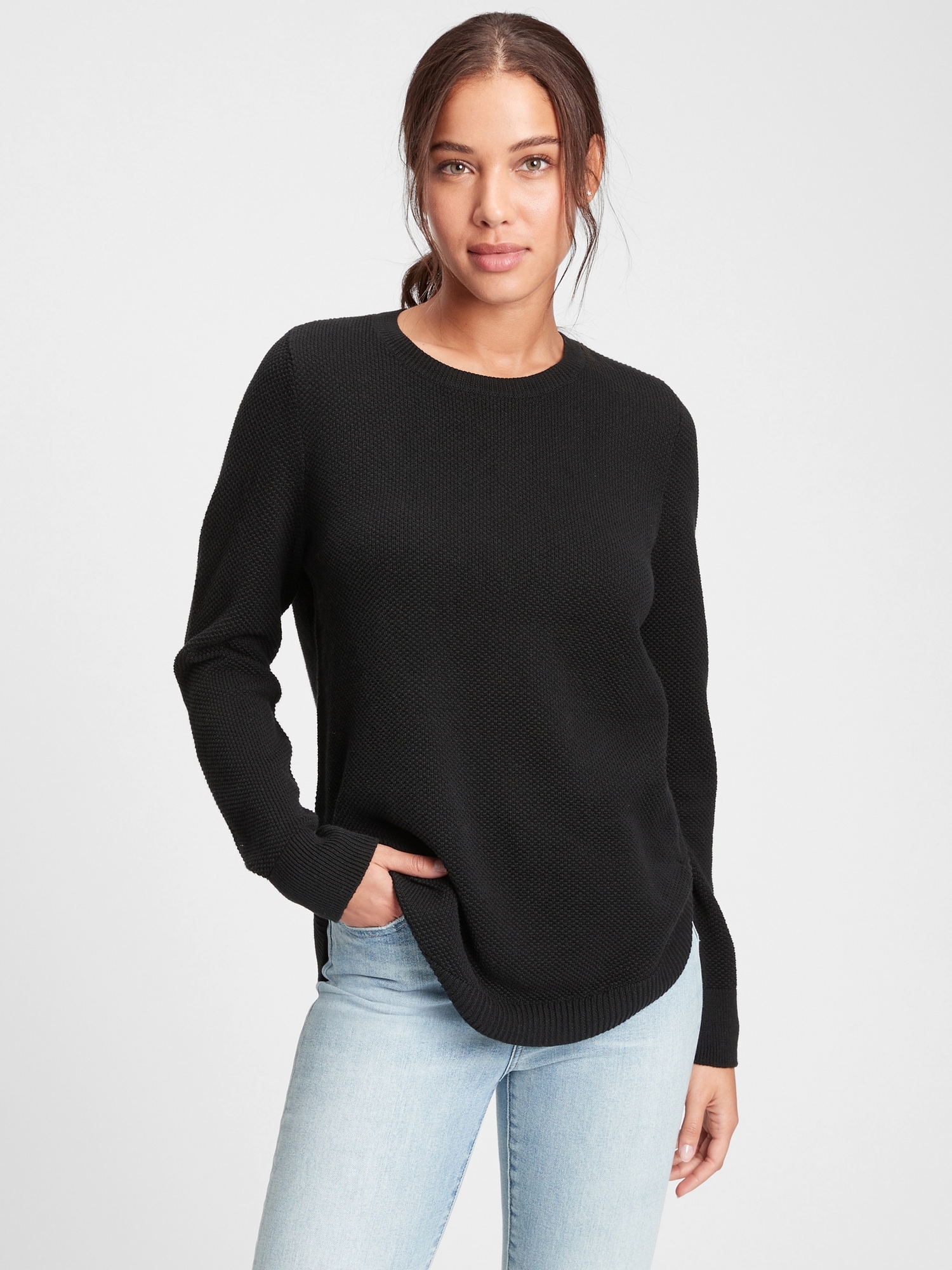 Curved Hem Crewneck Sweater | Gap Factory