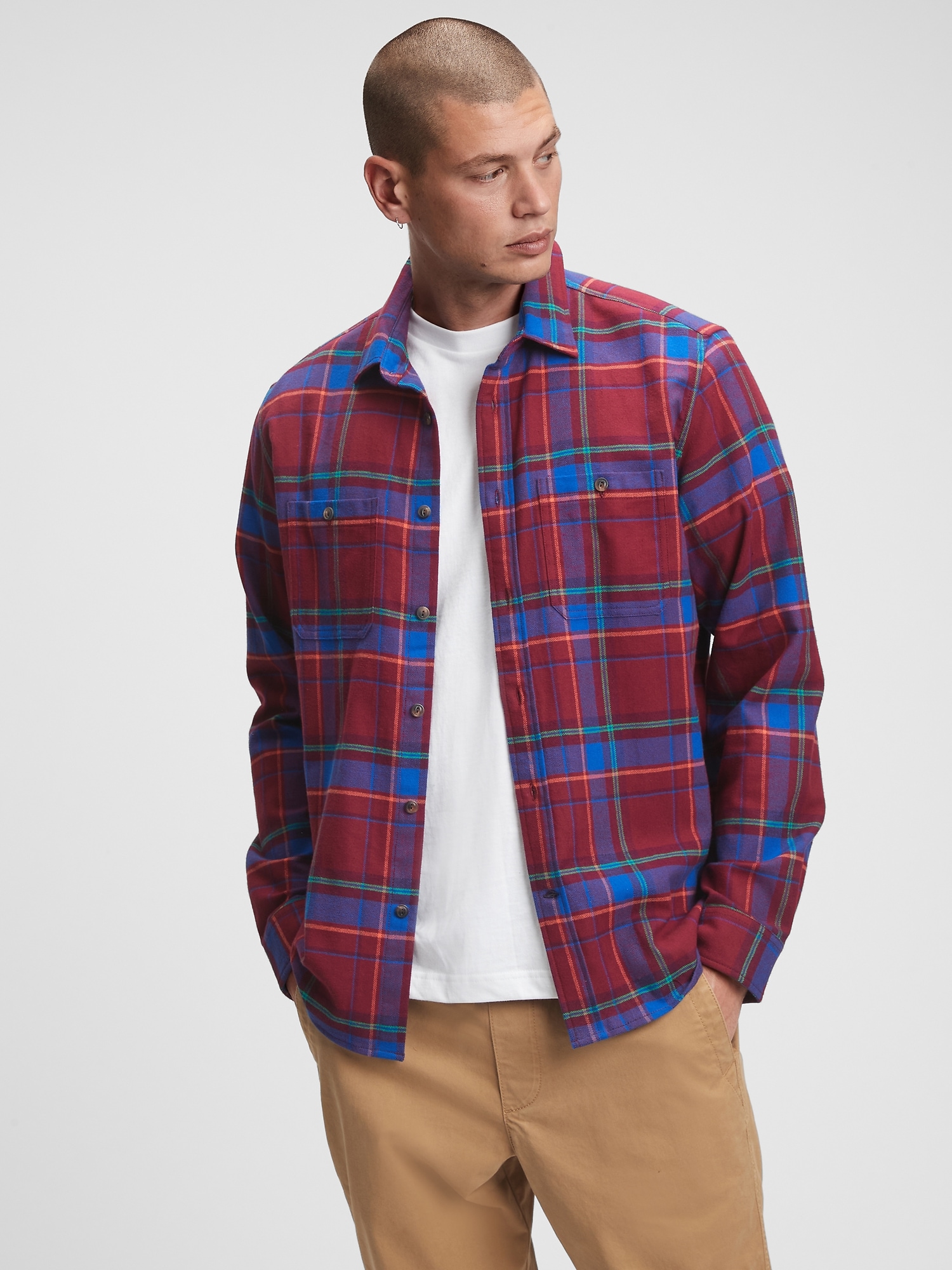 Gap Factory Men's Flannel Shirt in Untucked Fit only $8.99 | eDealinfo.com