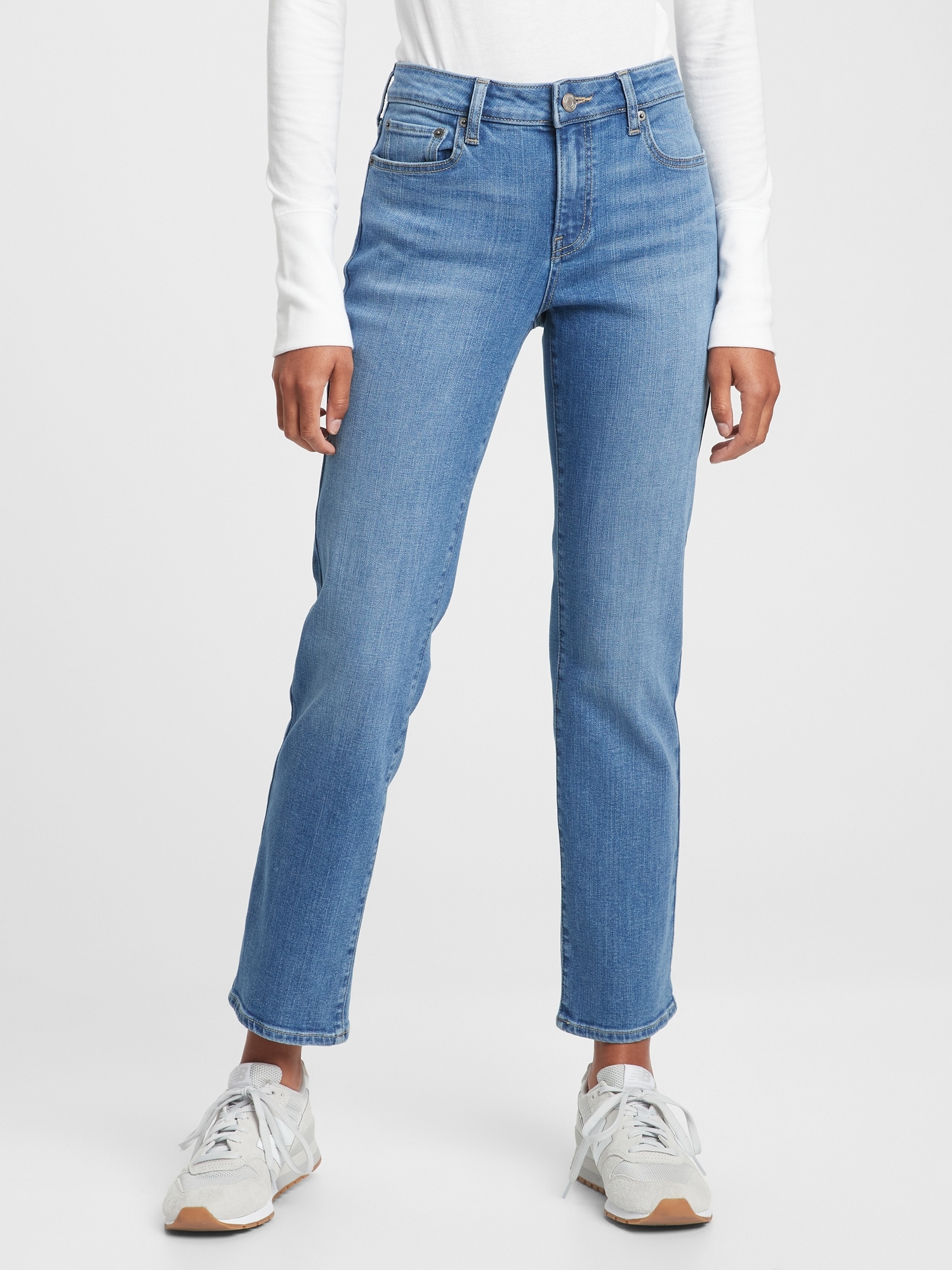 Buy Gap Mid Rise Straight Jeans with Washwell from the Gap online shop