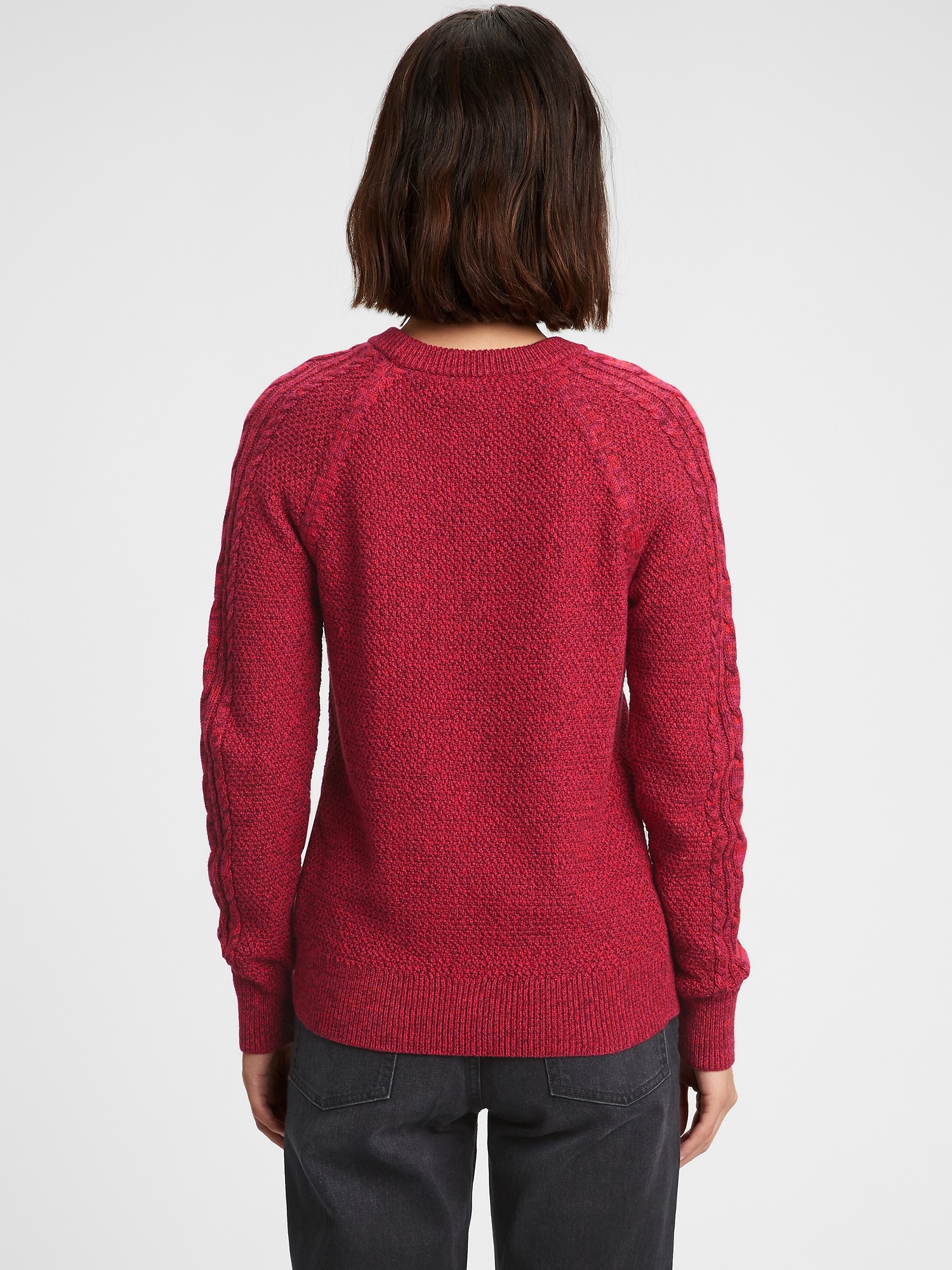 Cable-knit jumper - Burgundy marl - Ladies