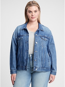 Oversized blue jean jacket hotsell plus size