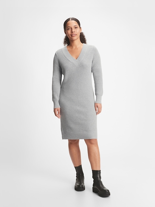 Grey v clearance neck sweater dress