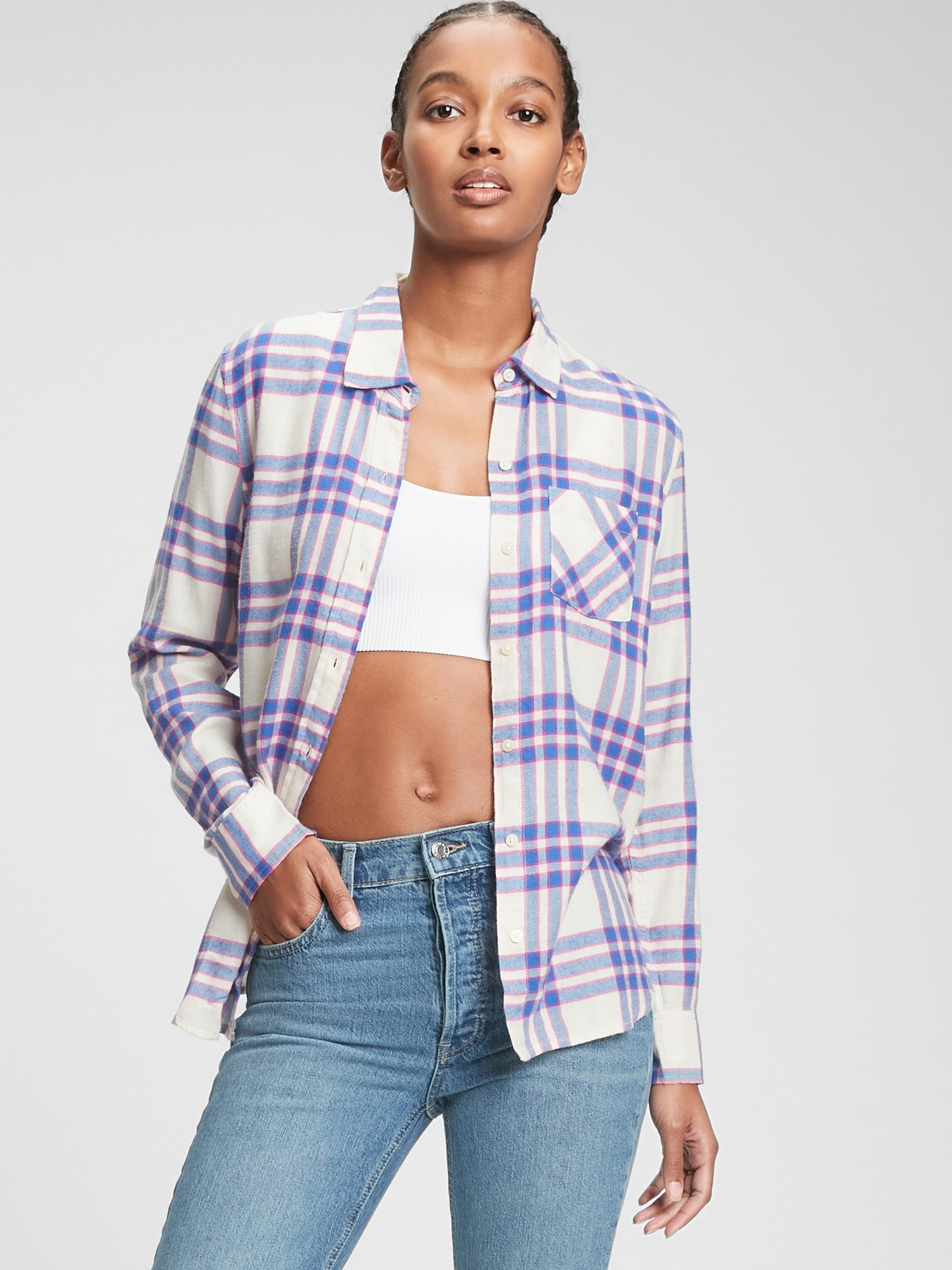 Gap plaid deals shirt womens