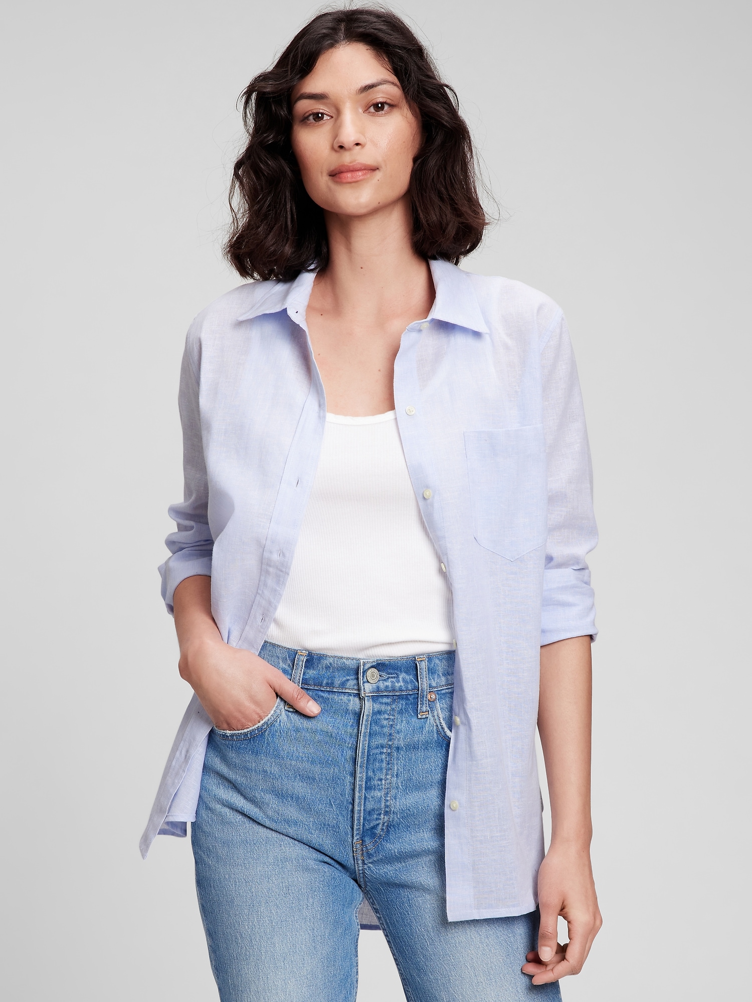 Linen-Blend Easy Shirt