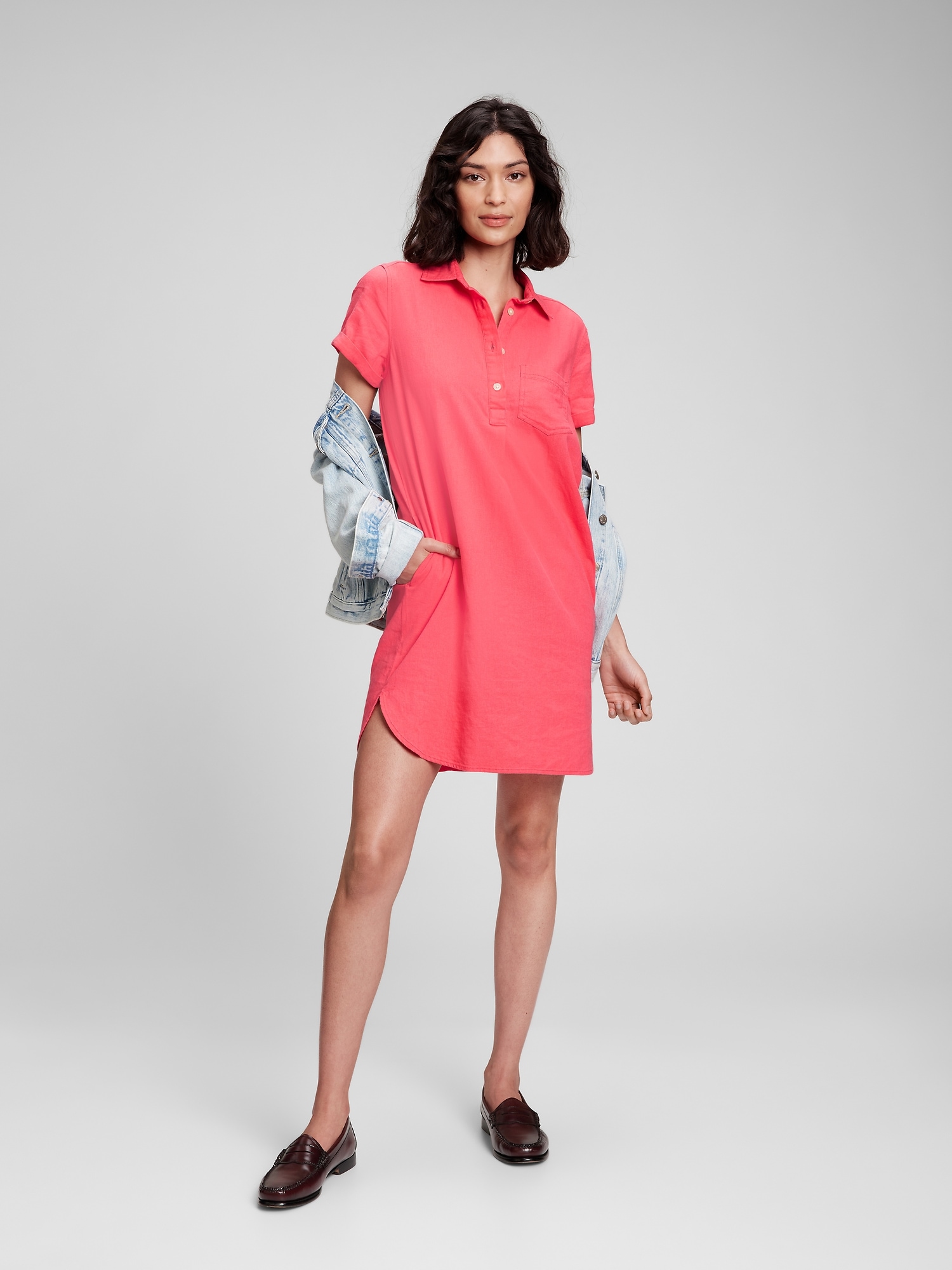 gap linen shirt dress