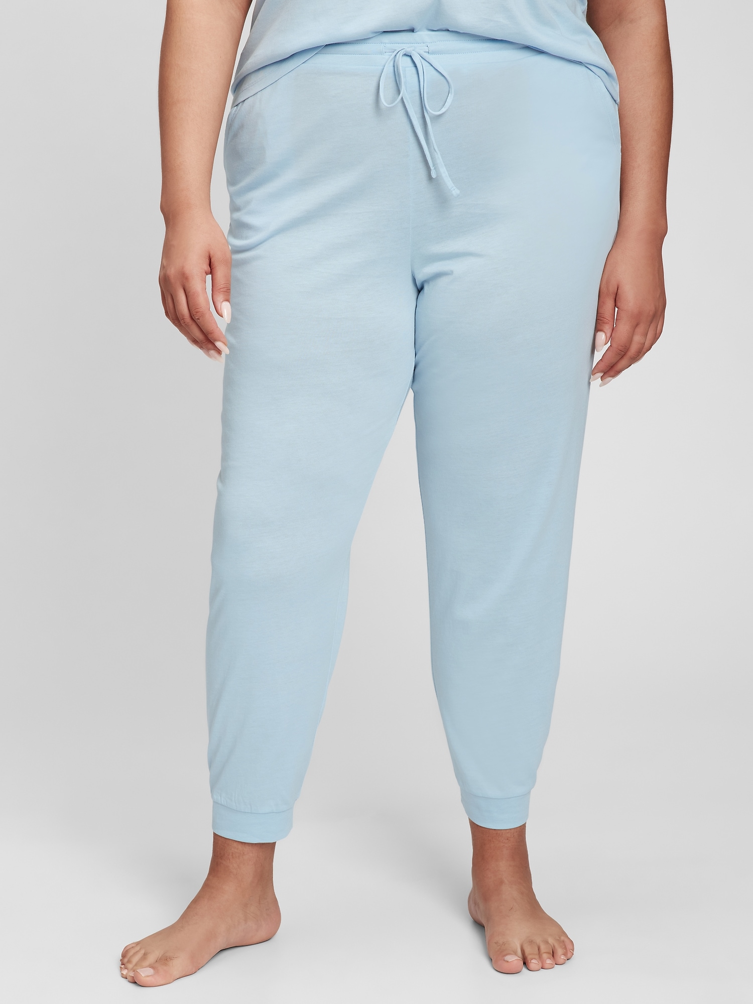 AnyBody Women's Pants Sz M Cozy Knit Jersey Foldover Jogger Blue