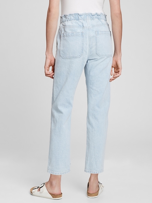 High Rise Straight Paperbag Jeans with Washwell | Gap Factory