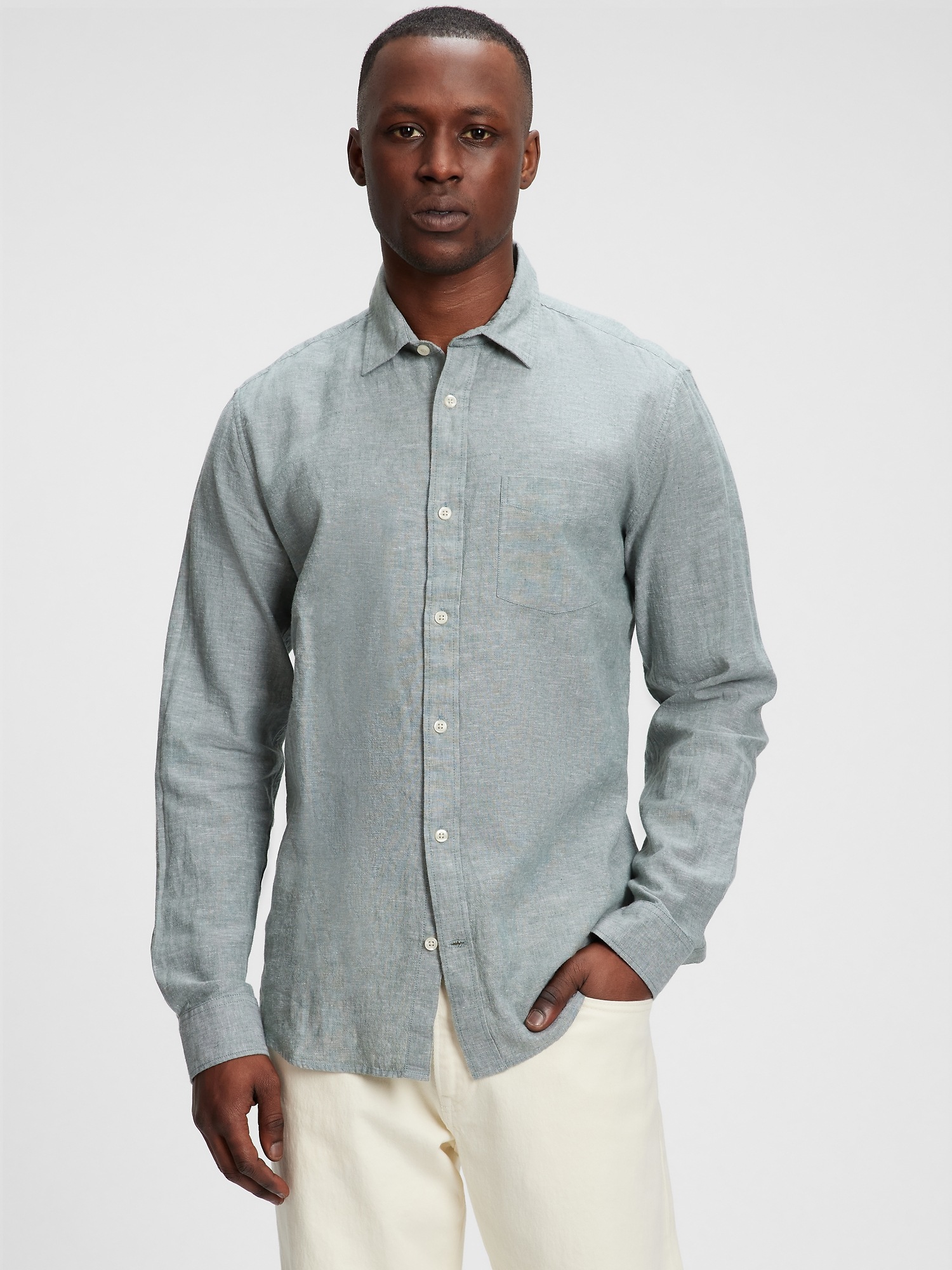 Linen-Blend Shirt in Standard Fit