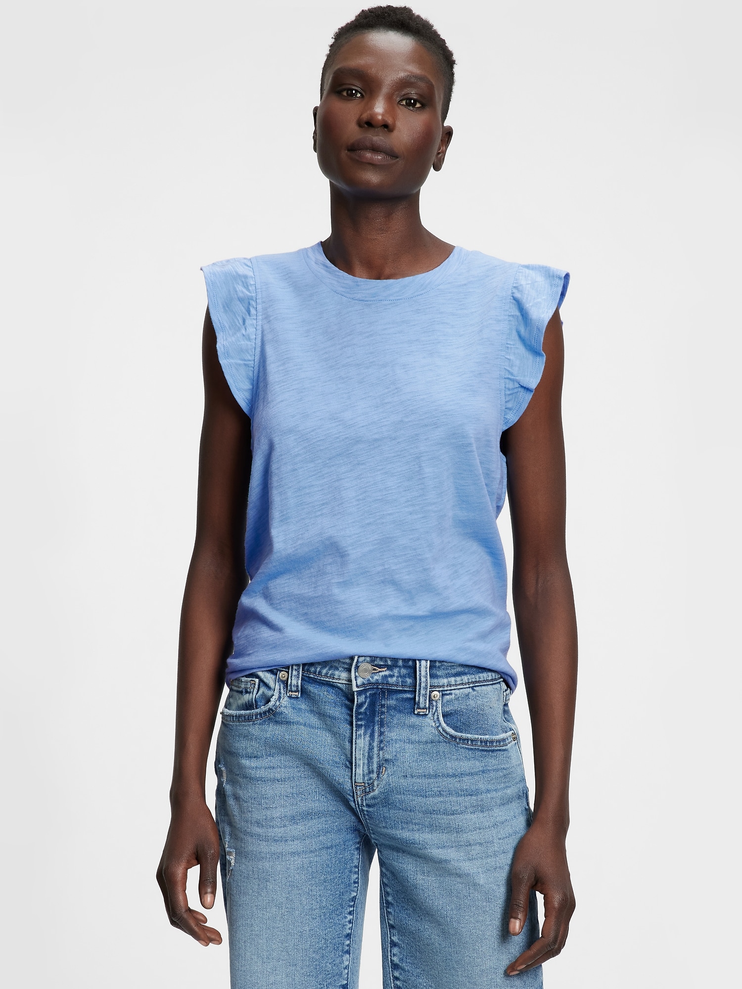 Sleeveless Ruffle T-Shirt