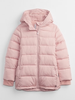 pink puffer jacket gap