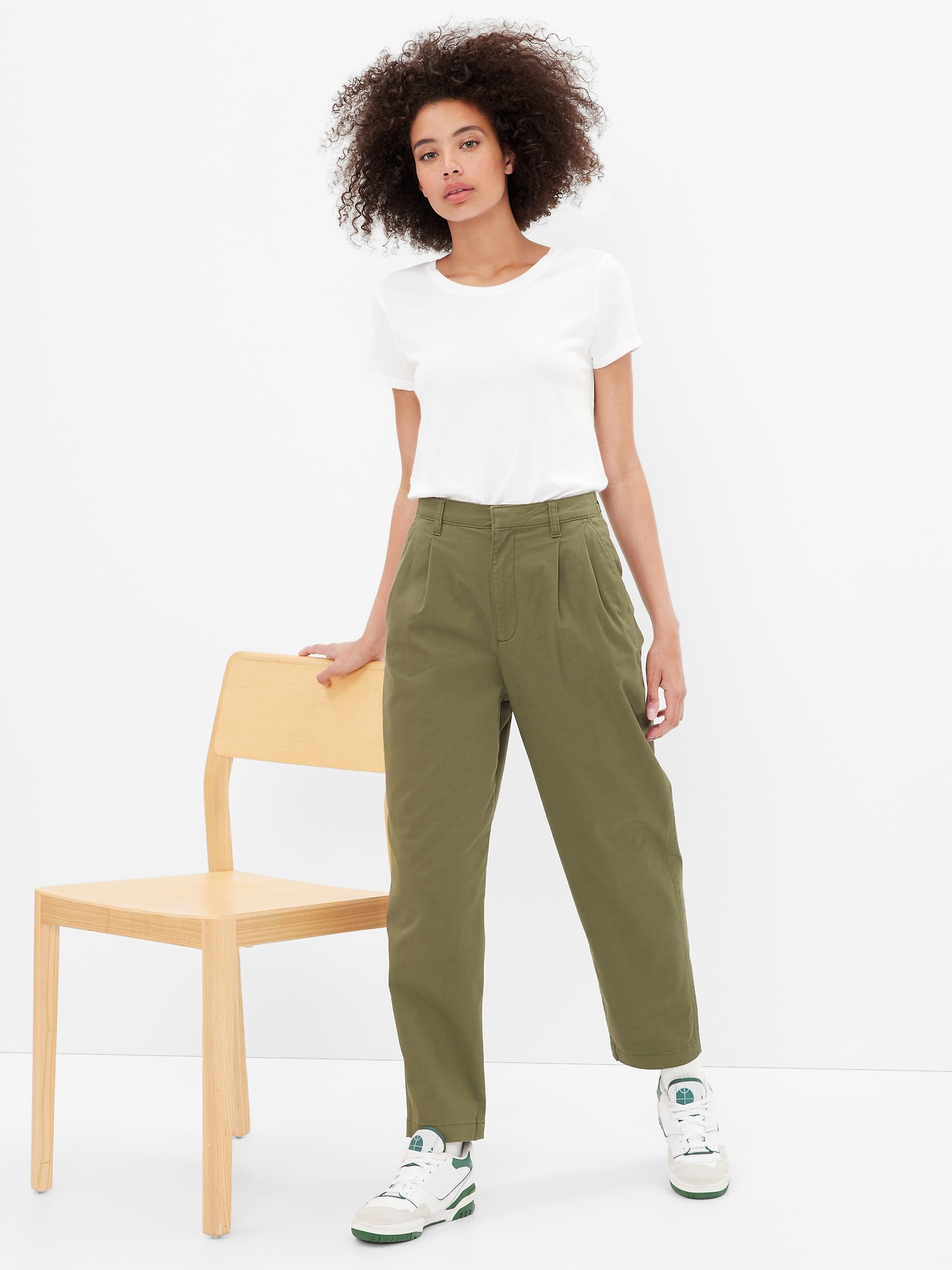 ASOS DESIGN high waist slim smart trousers in khaki | ASOS