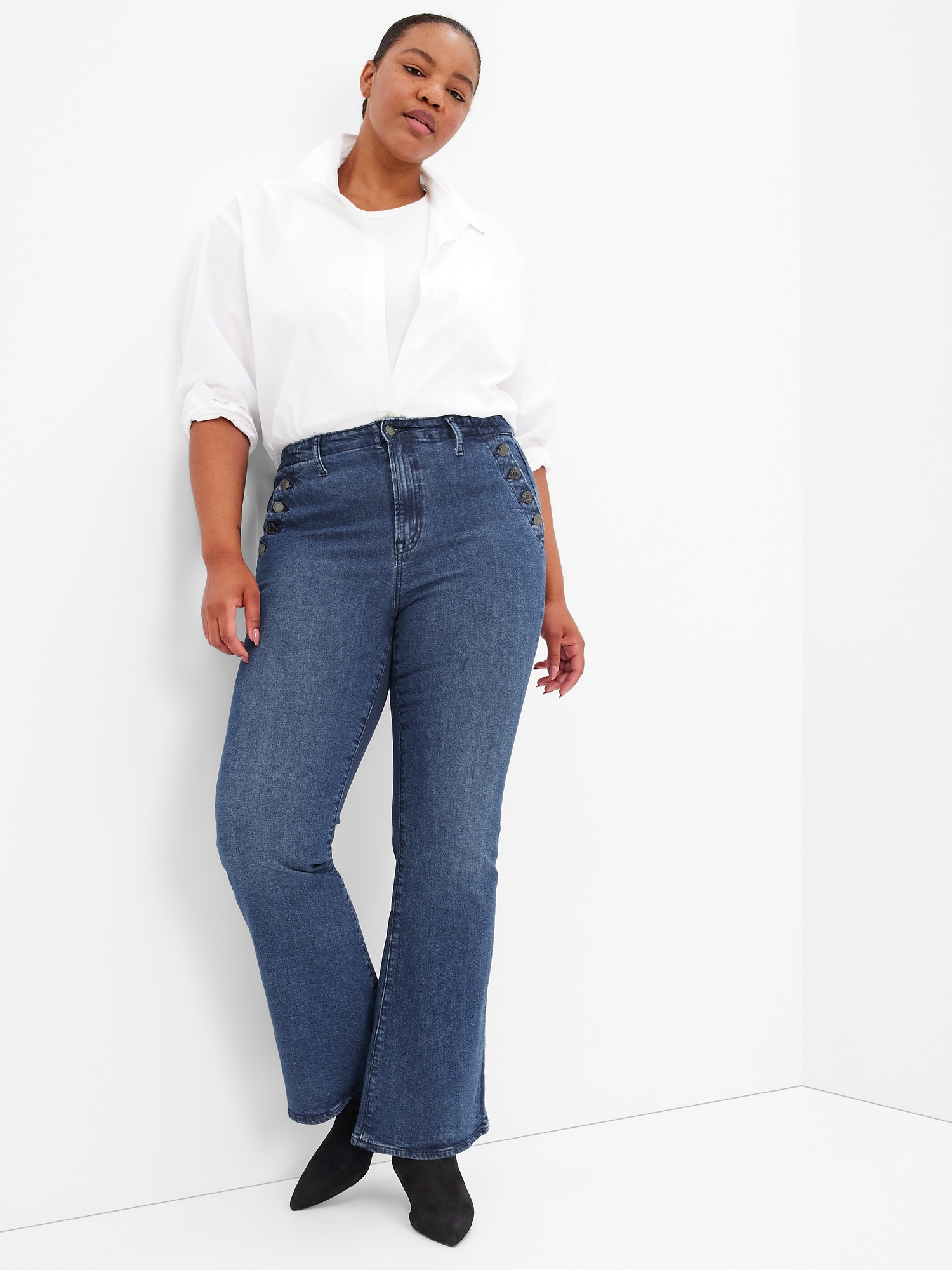70s High Flare Light Wash High-Waisted Jeans