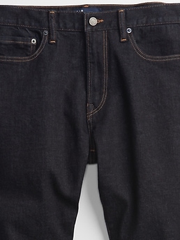 Destructed Straight Taper GapFlex Jeans with Washwell Black Destroy Wash