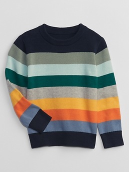 New men's S Gap shops happy rainbow stripe cewneck sweater